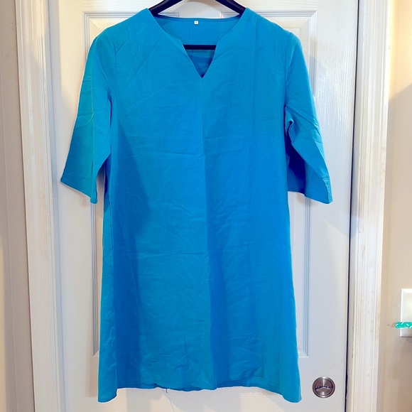 Turquoise v-neck shirt dress 2XL NWOT - Picture 1 of 5